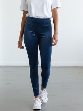 32 Degrees Heat navy blue velour active leggings size small